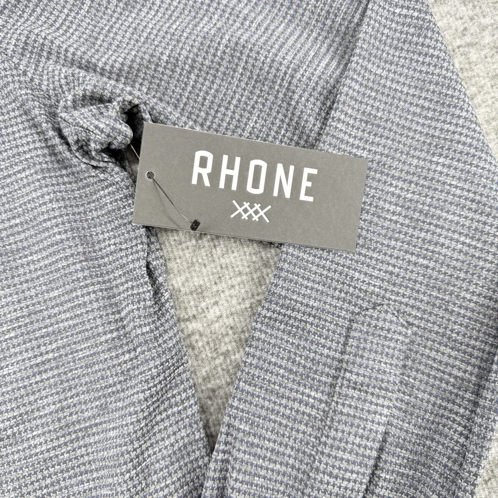 Rhone Commuter Large Shirt Slim Fit Italian Fabric Marine Gray Houndstooth NWT - Picture 2 of 9